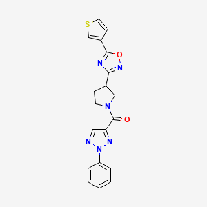 molecular formula C19H16N6O2S B2794809 (2-phenyl-2H-1,2,3-triazol-4-yl)(3-(5-(thiophen-3-yl)-1,2,4-oxadiazol-3-yl)pyrrolidin-1-yl)methanone CAS No. 2034320-42-6