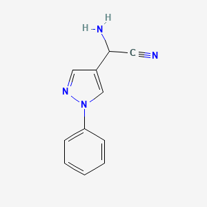 molecular formula C11H10N4 B2794814 2-amino-2-(1-phenyl-1H-pyrazol-4-yl)acetonitrile CAS No. 1052564-62-1