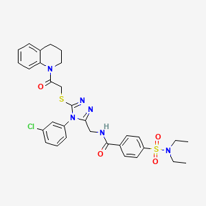 molecular formula C31H33ClN6O4S2 B2794818 N-((4-(3-chlorophenyl)-5-((2-(3,4-dihydroquinolin-1(2H)-yl)-2-oxoethyl)thio)-4H-1,2,4-triazol-3-yl)methyl)-4-(N,N-diethylsulfamoyl)benzamide CAS No. 392681-44-6