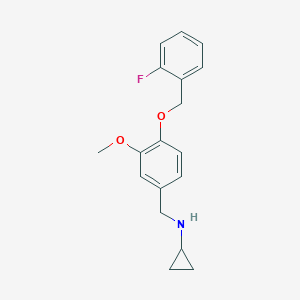 molecular formula C18H20FNO2 B279482 N-{4-[(2-fluorobenzyl)oxy]-3-methoxybenzyl}cyclopropanamine 