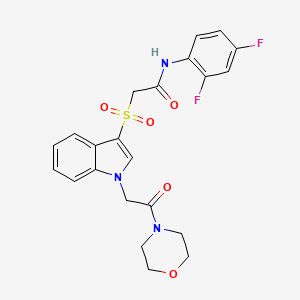 molecular formula C22H21F2N3O5S B2794823 N-(2,4-difluorophenyl)-2-((1-(2-morpholino-2-oxoethyl)-1H-indol-3-yl)sulfonyl)acetamide CAS No. 878059-30-4