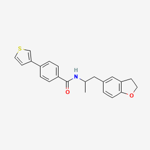 molecular formula C22H21NO2S B2794826 N-(1-(2,3-dihydrobenzofuran-5-yl)propan-2-yl)-4-(thiophen-3-yl)benzamide CAS No. 2034350-05-3