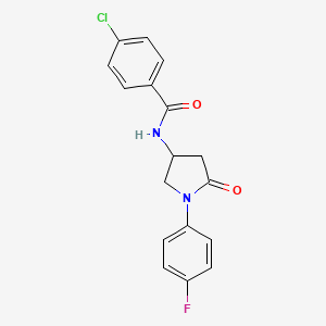 molecular formula C17H14ClFN2O2 B2794830 4-chloro-N-(1-(4-fluorophenyl)-5-oxopyrrolidin-3-yl)benzamide CAS No. 905663-15-2