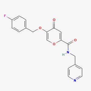 molecular formula C19H15FN2O4 B2794831 5-((4-fluorobenzyl)oxy)-4-oxo-N-(pyridin-4-ylmethyl)-4H-pyran-2-carboxamide CAS No. 1021093-86-6