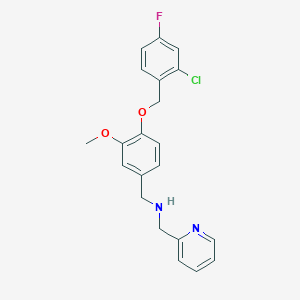 molecular formula C21H20ClFN2O2 B279484 N-{4-[(2-chloro-4-fluorobenzyl)oxy]-3-methoxybenzyl}-N-(2-pyridinylmethyl)amine 