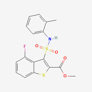 molecular formula C17H14FNO4S2 B2794860 Methyl 4-fluoro-3-[(2-methylphenyl)sulfamoyl]-1-benzothiophene-2-carboxylate CAS No. 932520-38-2
