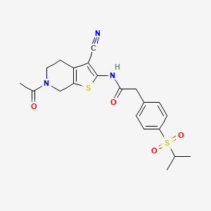 N-(6-acetyl-3-cyano-4,5,6,7-tetrahydrothieno[2,3-c]pyridin-2-yl)-2-(4-(isopropylsulfonyl)phenyl)acetamide