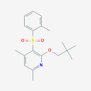 molecular formula C19H25NO3S B2794867 4,6-Dimethyl-3-[(2-methylphenyl)sulfonyl]-2-(neopentyloxy)pyridine CAS No. 306978-47-2