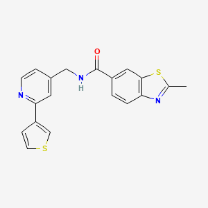 molecular formula C19H15N3OS2 B2794872 2-methyl-N-((2-(thiophen-3-yl)pyridin-4-yl)methyl)benzo[d]thiazole-6-carboxamide CAS No. 2034395-90-7