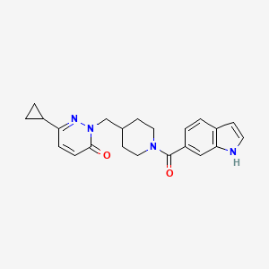 molecular formula C22H24N4O2 B2794882 6-cyclopropyl-2-{[1-(1H-indole-6-carbonyl)piperidin-4-yl]methyl}-2,3-dihydropyridazin-3-one CAS No. 2176069-96-6