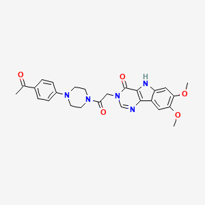 molecular formula C26H27N5O5 B2794885 3-(2-(4-(4-acetylphenyl)piperazin-1-yl)-2-oxoethyl)-7,8-dimethoxy-3H-pyrimido[5,4-b]indol-4(5H)-one CAS No. 1184963-95-8