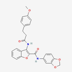 N-(benzo[d][1,3]dioxol-5-yl)-3-(3-(4-methoxyphenyl)propanamido)benzofuran-2-carboxamide