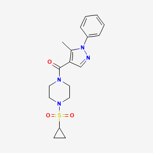molecular formula C18H22N4O3S B2794900 (4-(cyclopropylsulfonyl)piperazin-1-yl)(5-methyl-1-phenyl-1H-pyrazol-4-yl)methanone CAS No. 1226448-65-2