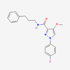 molecular formula C20H20FN3O2 B2794903 1-(4-fluorophenyl)-4-methoxy-N-(3-phenylpropyl)-1H-pyrazole-3-carboxamide CAS No. 1020454-89-0