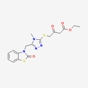 ethyl 4-((4-methyl-5-((2-oxobenzo[d]thiazol-3(2H)-yl)methyl)-4H-1,2,4-triazol-3-yl)thio)-3-oxobutanoate