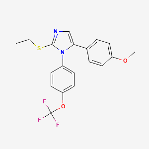 molecular formula C19H17F3N2O2S B2794919 2-(乙硫基)-5-(4-甲氧基苯基)-1-(4-(三氟甲氧基)苯基)-1H-咪唑 CAS No. 1226456-59-2