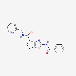 2-(4-methylbenzamido)-N-(pyridin-2-ylmethyl)-5,6-dihydro-4H-cyclopenta[d]thiazole-4-carboxamide