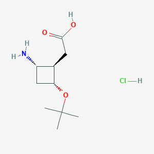 molecular formula C10H20ClNO3 B2794938 2-[(1R,2S,4R)-2-Amino-4-[(2-methylpropan-2-yl)oxy]cyclobutyl]acetic acid;hydrochloride CAS No. 2378490-22-1