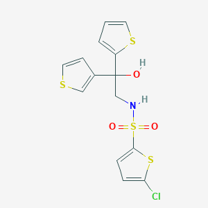 molecular formula C14H12ClNO3S4 B2794951 5-chloro-N-(2-hydroxy-2-(thiophen-2-yl)-2-(thiophen-3-yl)ethyl)thiophene-2-sulfonamide CAS No. 2097929-90-1