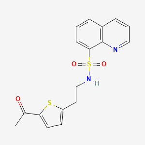 molecular formula C17H16N2O3S2 B2794954 N-(2-(5-acetylthiophen-2-yl)ethyl)quinoline-8-sulfonamide CAS No. 2034570-87-9