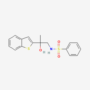 molecular formula C17H17NO3S2 B2794956 N-(2-(benzo[b]thiophen-2-yl)-2-hydroxypropyl)benzenesulfonamide CAS No. 2034472-67-6
