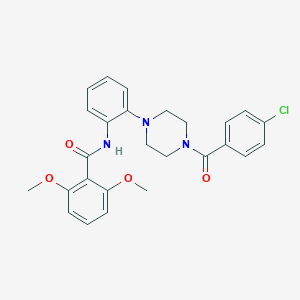 molecular formula C26H26ClN3O4 B279497 N-{2-[4-(4-chlorobenzoyl)-1-piperazinyl]phenyl}-2,6-dimethoxybenzamide 