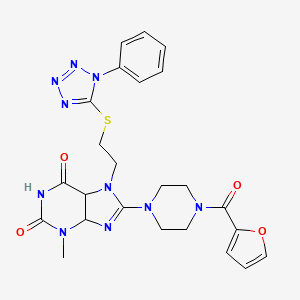 8-[4-(furan-2-carbonyl)piperazin-1-yl]-3-methyl-7-{2-[(1-phenyl-1H-1,2,3,4-tetrazol-5-yl)sulfanyl]ethyl}-2,3,6,7-tetrahydro-1H-purine-2,6-dione