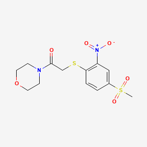 molecular formula C13H16N2O6S2 B2794976 2-((4-(Methylsulfonyl)-2-nitrophenyl)thio)-1-morpholinoethanone CAS No. 459205-61-9