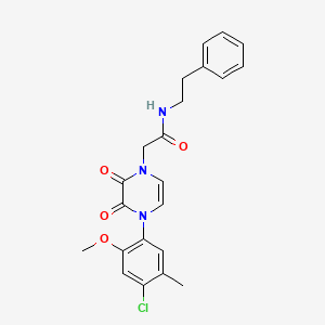 molecular formula C22H22ClN3O4 B2794987 2-(4-(4-chloro-2-methoxy-5-methylphenyl)-2,3-dioxo-3,4-dihydropyrazin-1(2H)-yl)-N-phenethylacetamide CAS No. 898463-59-7