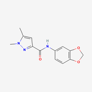 molecular formula C13H13N3O3 B2795003 N-(benzo[d][1,3]dioxol-5-yl)-1,5-dimethyl-1H-pyrazole-3-carboxamide CAS No. 1013808-23-5