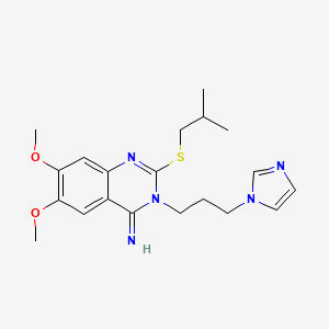 molecular formula C20H27N5O2S B2795007 3-(3-Imidazol-1-ylpropyl)-6,7-dimethoxy-2-(2-methylpropylsulfanyl)quinazolin-4-imine CAS No. 691870-01-6