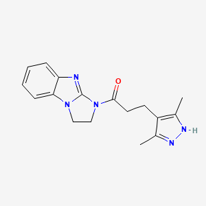 molecular formula C17H19N5O B2795023 1-(2,3-dihydro-1H-benzo[d]imidazo[1,2-a]imidazol-1-yl)-3-(3,5-dimethyl-1H-pyrazol-4-yl)propan-1-one CAS No. 1286696-50-1