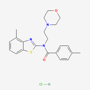 molecular formula C22H26ClN3O2S B2795033 4-methyl-N-(4-methylbenzo[d]thiazol-2-yl)-N-(2-morpholinoethyl)benzamide hydrochloride CAS No. 1215816-05-9