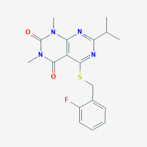 5-((2-fluorobenzyl)thio)-7-isopropyl-1,3-dimethylpyrimido[4,5-d]pyrimidine-2,4(1H,3H)-dione