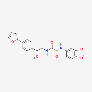 molecular formula C21H18N2O6 B2795044 N-(2H-1,3-benzodioxol-5-yl)-N'-{2-[4-(furan-2-yl)phenyl]-2-hydroxyethyl}ethanediamide CAS No. 2097858-84-7