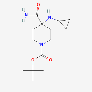 molecular formula C14H25N3O3 B2795058 Tert-butyl 4-(aminocarbonyl)-4-(cyclopropylamino)piperidine-1-carboxylate CAS No. 1344702-28-8