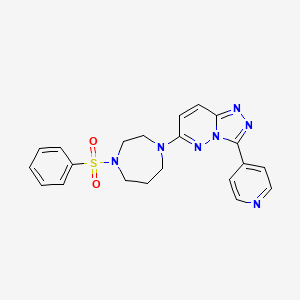 molecular formula C21H21N7O2S B2795065 6-[4-(Benzenesulfonyl)-1,4-diazepan-1-yl]-3-pyridin-4-yl-[1,2,4]triazolo[4,3-b]pyridazine CAS No. 2380177-69-3