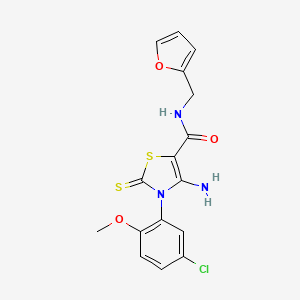 4-amino-3-(5-chloro-2-methoxyphenyl)-N-(furan-2-ylmethyl)-2-thioxo-2,3-dihydrothiazole-5-carboxamide