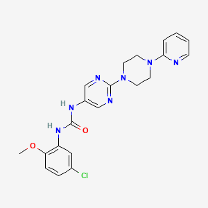 molecular formula C21H22ClN7O2 B2795074 1-(5-Chloro-2-methoxyphenyl)-3-(2-(4-(pyridin-2-yl)piperazin-1-yl)pyrimidin-5-yl)urea CAS No. 1396806-92-0