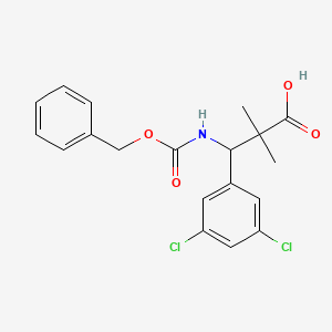 molecular formula C19H19Cl2NO4 B2795076 3-(3,5-Dichlorophenyl)-2,2-dimethyl-3-(phenylmethoxycarbonylamino)propanoic acid CAS No. 2287283-92-3