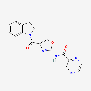 N-(4-(indoline-1-carbonyl)oxazol-2-yl)pyrazine-2-carboxamide