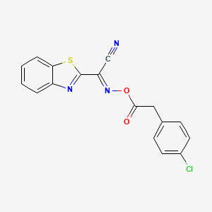molecular formula C17H10ClN3O2S B2795078 [(E)-[1,3-benzothiazol-2-yl(cyano)methylidene]amino] 2-(4-chlorophenyl)acetate CAS No. 326021-13-0