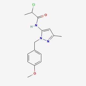 2-Chloro-N-[2-[(4-methoxyphenyl)methyl]-5-methylpyrazol-3-yl]propanamide