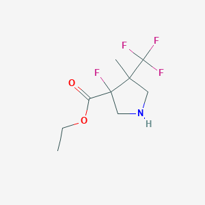 molecular formula C9H13F4NO2 B2795088 乙酸3-氟-4-甲基-4-(三氟甲基)吡咯啉-3-酯 CAS No. 2026508-77-8