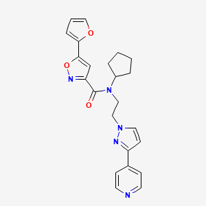 molecular formula C23H23N5O3 B2795096 N-cyclopentyl-5-(furan-2-yl)-N-(2-(3-(pyridin-4-yl)-1H-pyrazol-1-yl)ethyl)isoxazole-3-carboxamide CAS No. 2034607-19-5