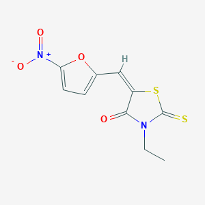 molecular formula C10H8N2O4S2 B2795101 (E)-3-ethyl-5-((5-nitrofuran-2-yl)methylene)-2-thioxothiazolidin-4-one CAS No. 17885-54-0