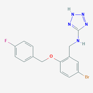 molecular formula C15H13BrFN5O B279512 N-{5-bromo-2-[(4-fluorobenzyl)oxy]benzyl}-N-(2H-tetraazol-5-yl)amine 