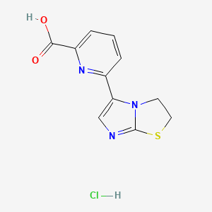 molecular formula C11H10ClN3O2S B2795134 6-{2H,3H-咪唑并[2,1-b][1,3]噻唑-5-基}吡啶-2-羧酸 盐酸盐 CAS No. 1706459-07-5