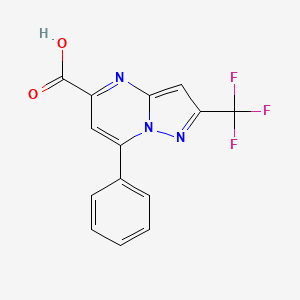 molecular formula C14H8F3N3O2 B2795148 7-Phenyl-2-(trifluoromethyl)pyrazolo[1,5-a]pyrimidine-5-carboxylic acid CAS No. 1245808-60-9