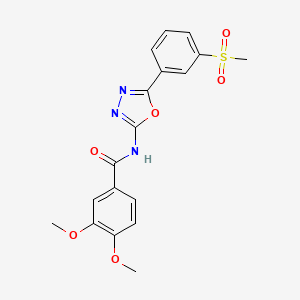 molecular formula C18H17N3O6S B2795168 3,4-dimethoxy-N-[5-(3-methylsulfonylphenyl)-1,3,4-oxadiazol-2-yl]benzamide CAS No. 886928-89-8